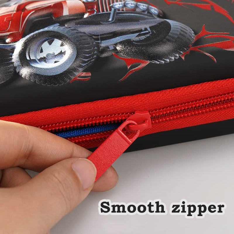 FEWOFJ 3D Car Pencil Case for Kids Boys, Waterproof Pencil Box with Compartments Pen Pouch (Black) - Image 4